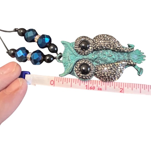 Boho Owl Statement Necklace – Turquoise Patina Pendant Necklace - Picture 3 of 3